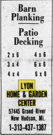 Lyon Home & Garden Center - June 1977 Ad (newer photo)